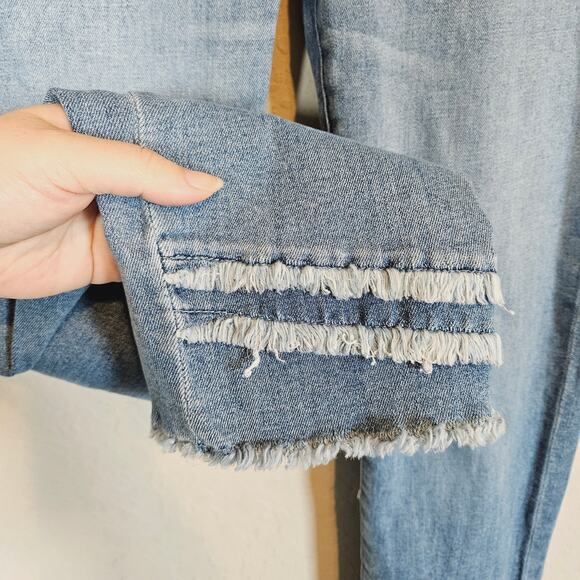 Jen7 by 7 For All Mankind Ankle Straight Jeans Raw Hem Women's 8 Casual Weeked - Picture 6 of 12